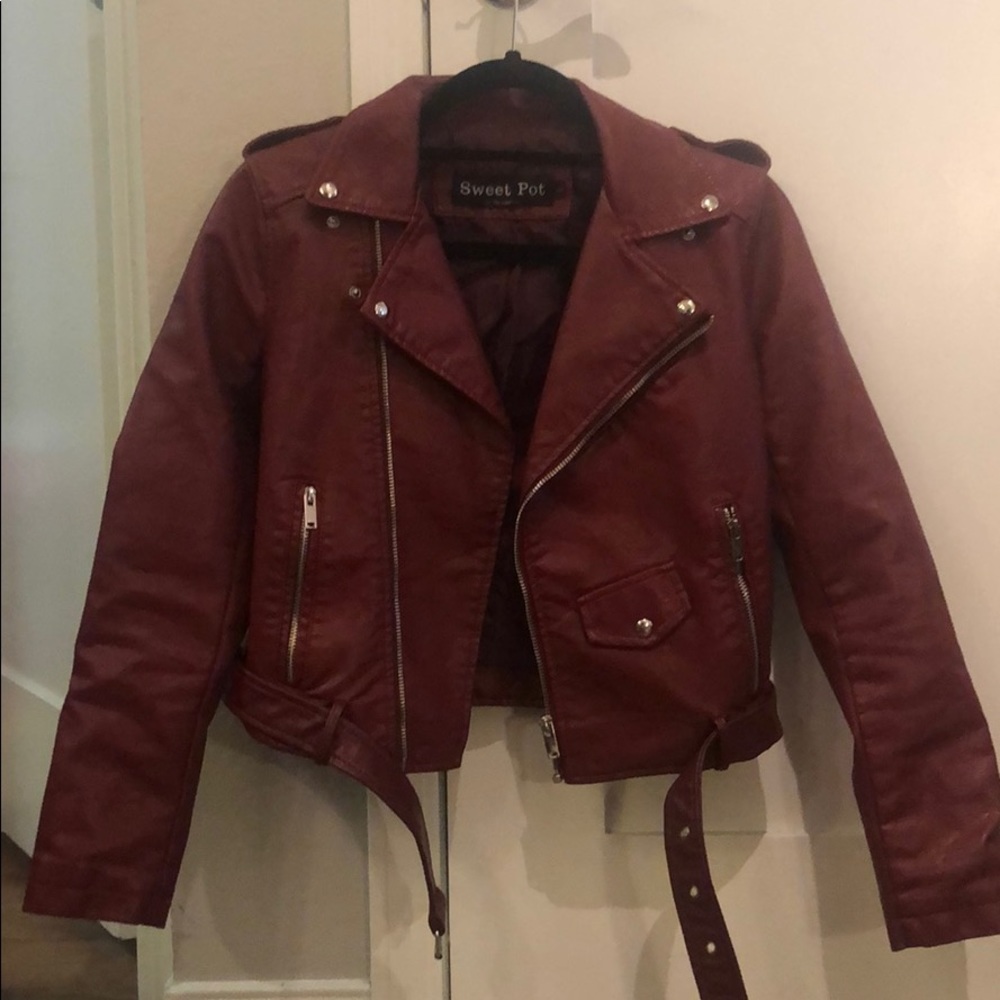 Burgundy/Red Leather Jacket